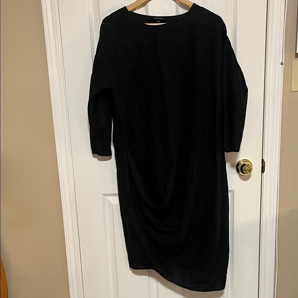 Athena Marie S Black Asymmetrical Linen Dress